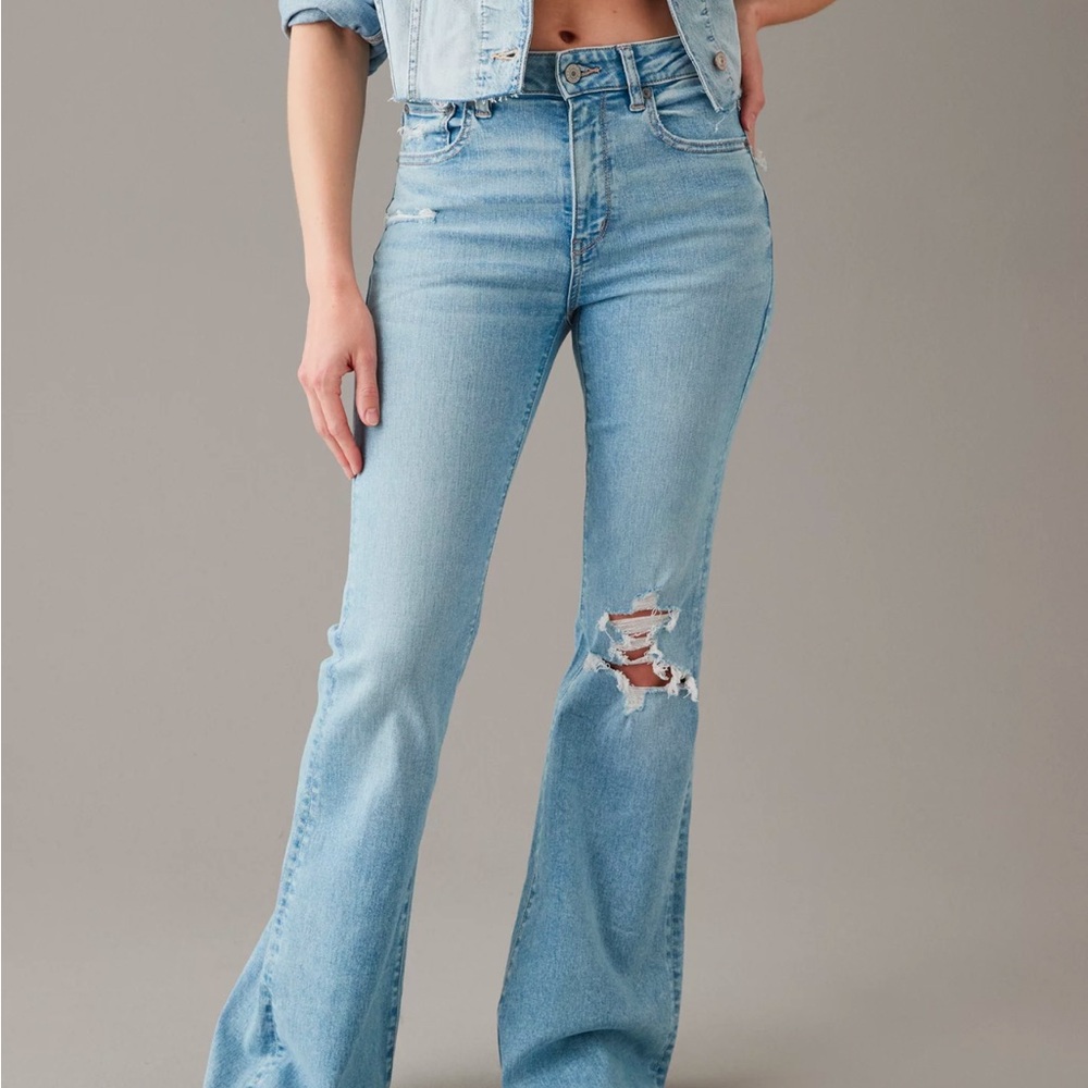 AE Next Level Ripped High waisted flare jeans. Size 12 short brand new